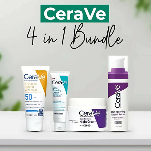 CeraVe 4-in-1 Skincare Set – Night Cream, Sunblock, Cleanser & Serum