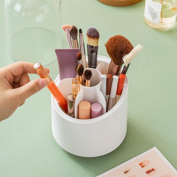 Rotating Makeup Brush Holder – Dust-Proof Vanity Organizer