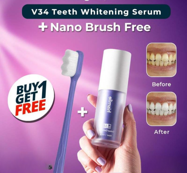 Hismiles V34 Colour Corrector Serum + Nano Toothbrush for Sensitive Gums